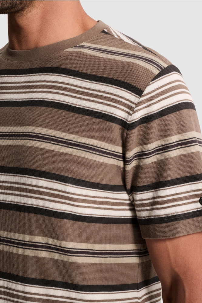 Cast Iron taupe heren t-shirt | Close up