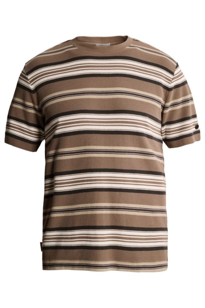 Cast Iron taupe heren t-shirt | Vooraanzicht