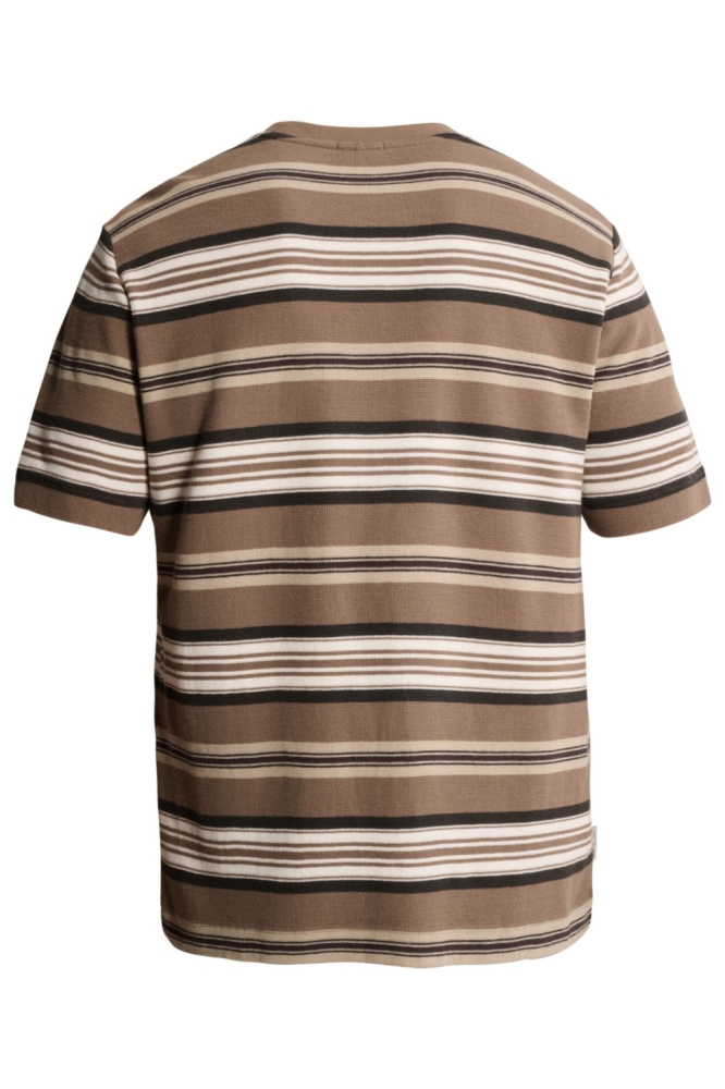 Cast Iron taupe heren t-shirt | Achteraanzicht