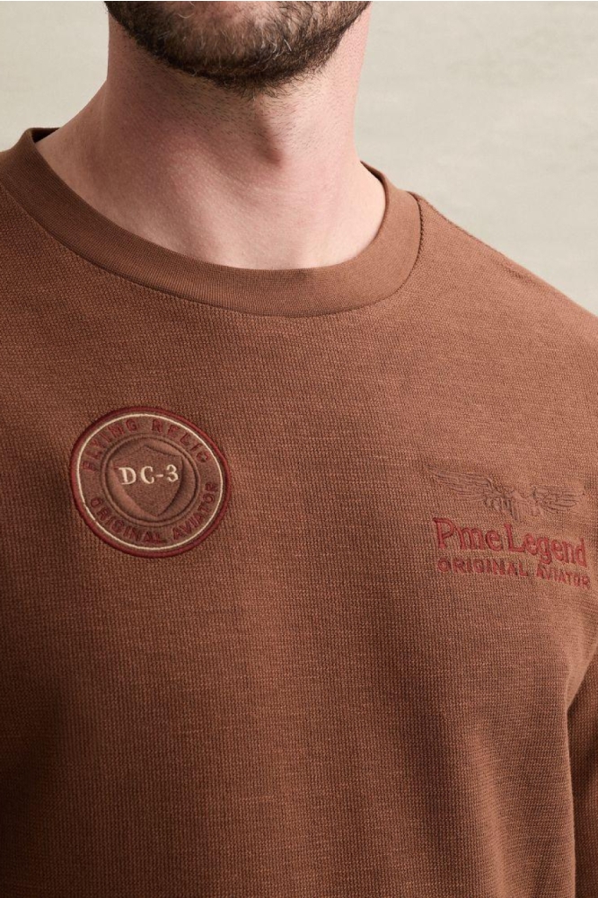 PME legend bruine heren t-shirt | Close up