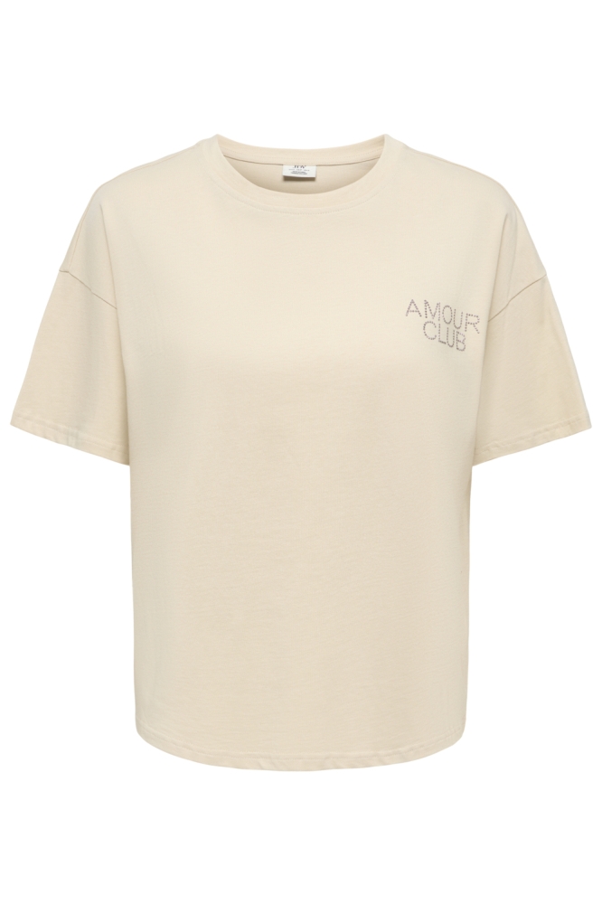 Jacqueline de Yong ecru dames t-shirt | Vooraanzicht