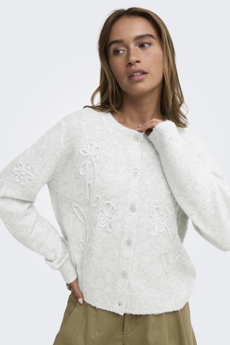 Jacqueline de Yong grijze dames vest | Model vooraanzicht
