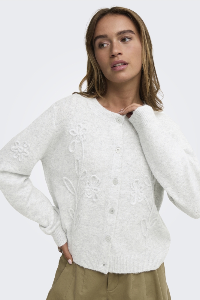 Jacqueline de Yong grijze dames vest | Model vooraanzicht