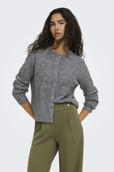 Jacqueline de Yong grijze dames vest | Model vooraanzicht