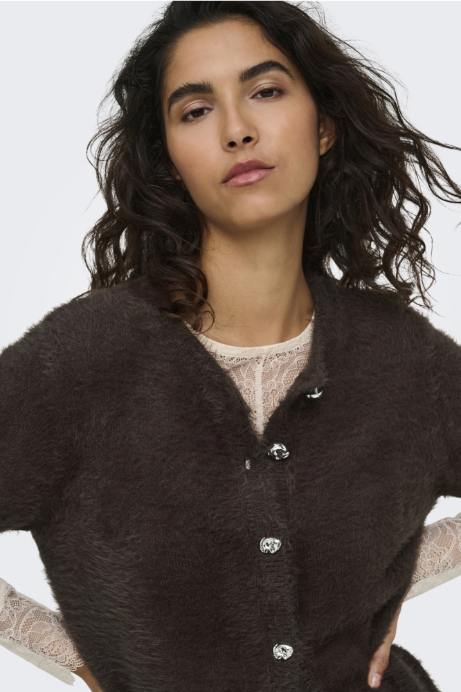 Jacqueline de Yong bruine dames vest | Close up