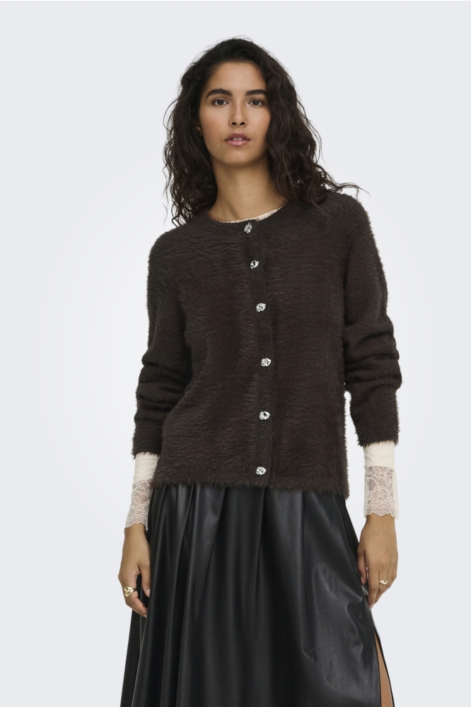 Jacqueline de Yong bruine dames vest | Model vooraanzicht