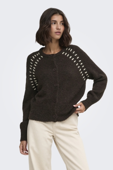 Jacqueline de Yong jdyzoey ella l/s on stitch cardigan Bruin
