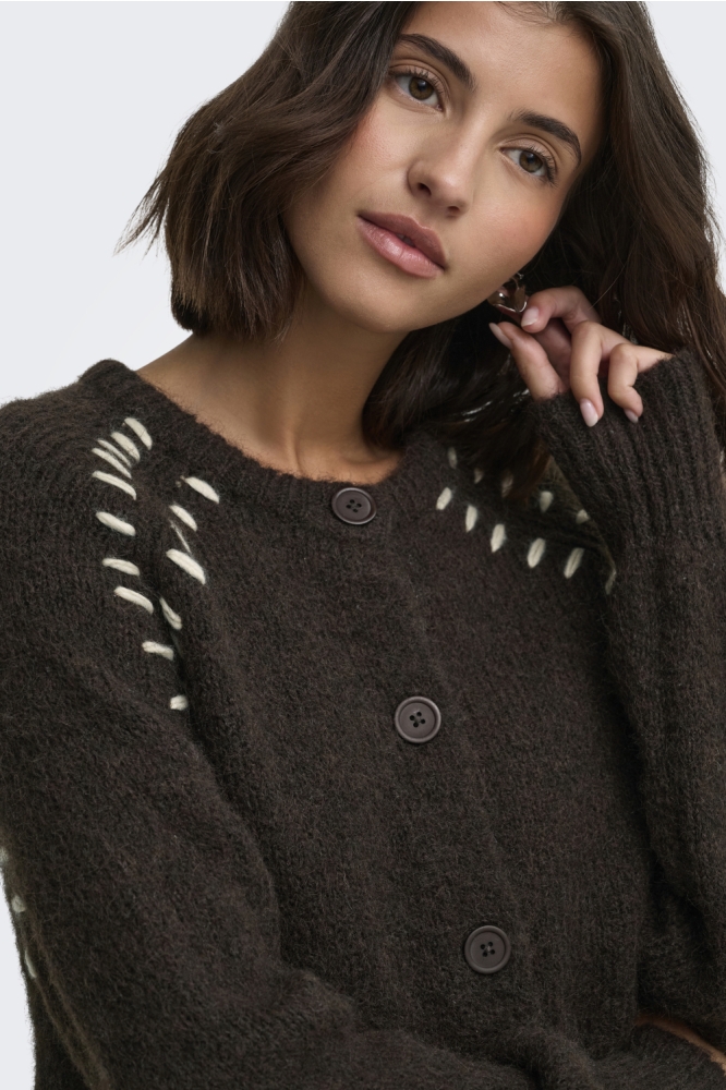 Jacqueline de Yong bruine dames vest | Close up