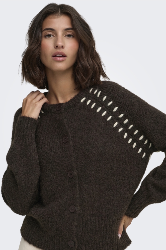 Jacqueline de Yong bruine dames vest | Model vooraanzicht