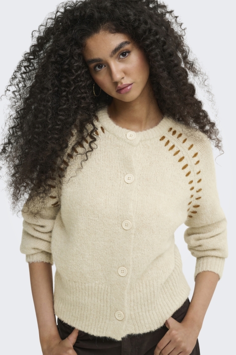 Jacqueline de Yong beige dames vest | Model vooraanzicht