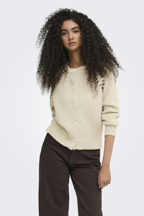 Jacqueline de Yong beige dames vest | Model vooraanzicht