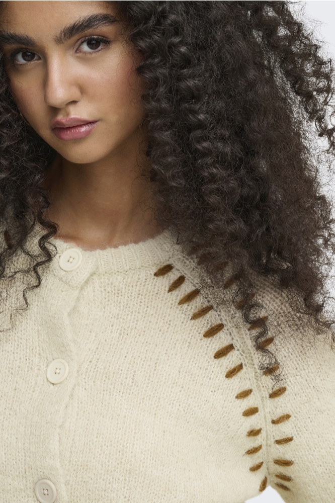Jacqueline de Yong beige dames vest | Close up