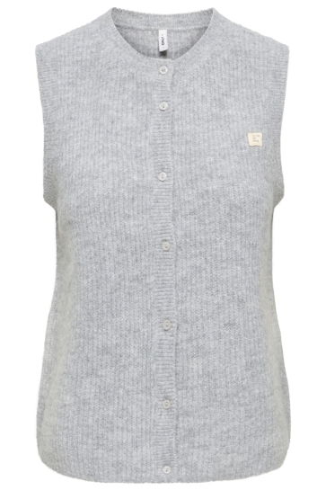Only Vest ONLVIGGA SL O-NECK BADGE BUTTON VES 15378145 Light Grey Mela/Fmop Butto