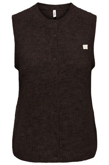 Only Vest ONLVIGGA SL O-NECK BADGE BUTTON VES 15378145 Coffee Bean/Mel/Fmop B