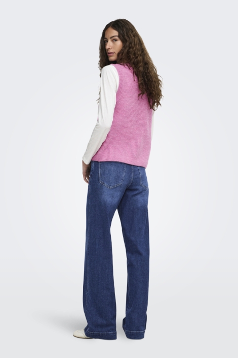Only roze dames vest | Model achteraanzicht