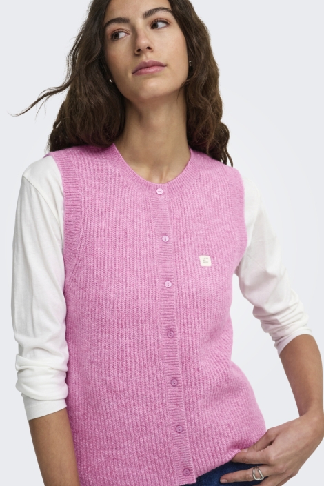 Only roze dames vest | Model vooraanzicht