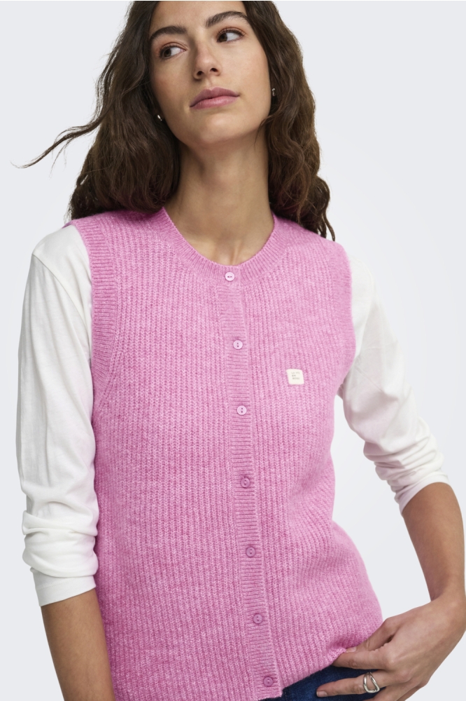 Only roze dames vest | Model vooraanzicht