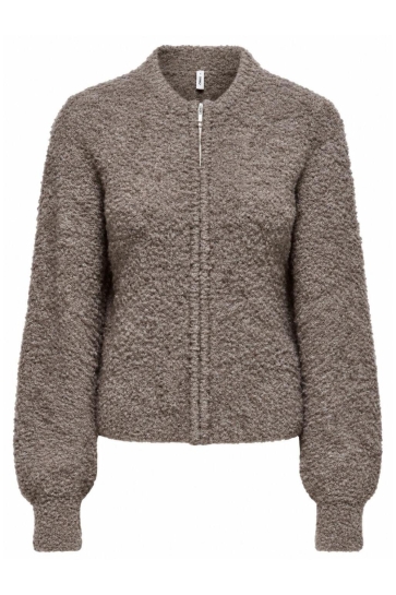 Only Vest ONLBOUBLE LS O-NECK ZIP CARDIGAN KN 15374814 Bracken/Mel/Silver