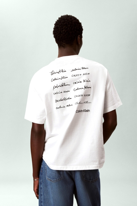 Calvin Klein witte heren t-shirt | Model achteraanzicht