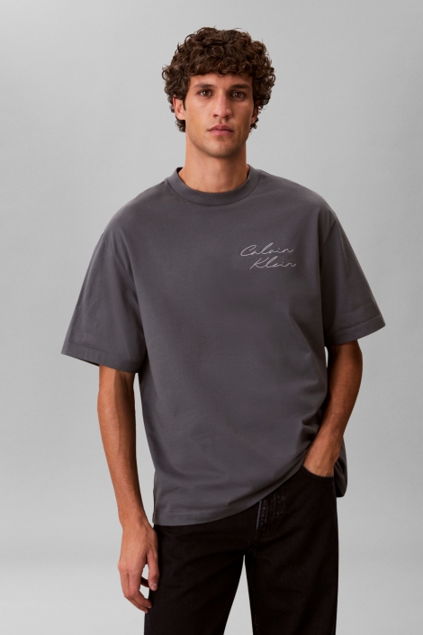 Calvin Klein blauwe heren t-shirt | Model vooraanzicht