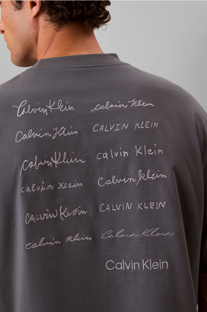 Calvin Klein blauwe heren t-shirt | Close up