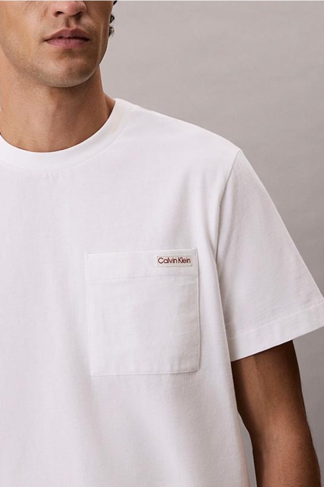 Calvin Klein witte heren t-shirt | Close up
