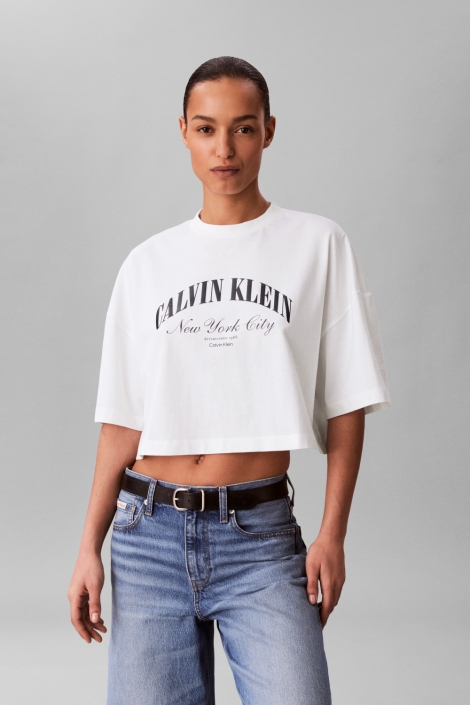 Calvin Klein witte dames t-shirt | Model vooraanzicht