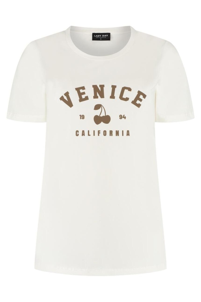 Lady Day ecru dames t-shirt | Vooraanzicht