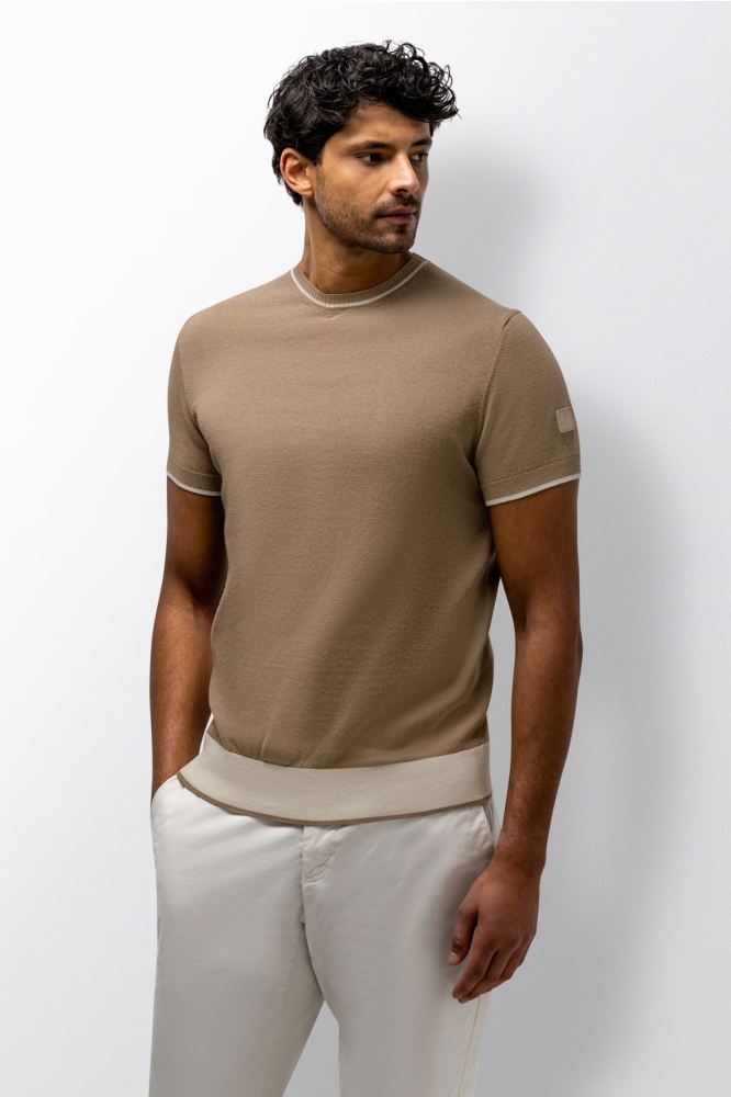 State of Art taupe heren t-shirt | Model vooraanzicht