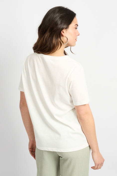 C&S The Label witte dames t-shirt | Model achteraanzicht
