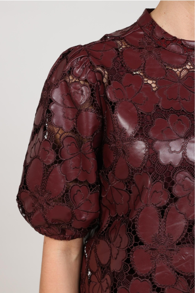 Nukus bordeaux dames t-shirt | Close up