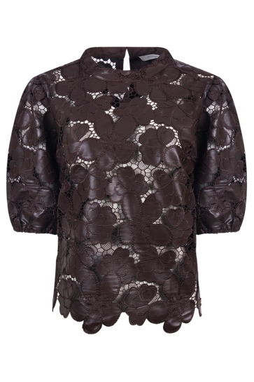 Nukus T-shirt NICOLE TOP FLOWER PU NKF01105 334 chocolate