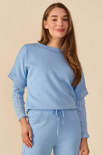 FOS Amsterdam T-shirt JET UNI 7342 450 LICHT BLAUW