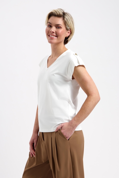 Lady Day witte dames t-shirt | Model zijaanzicht