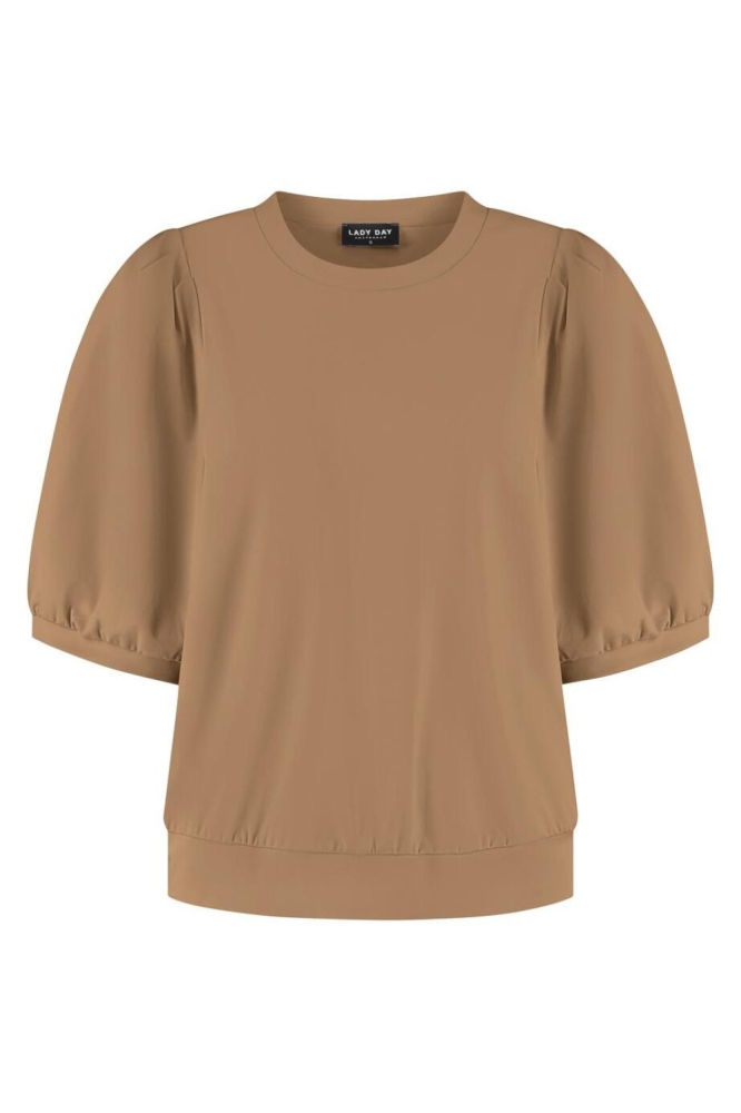Lady Day camel dames t-shirt | Vooraanzicht