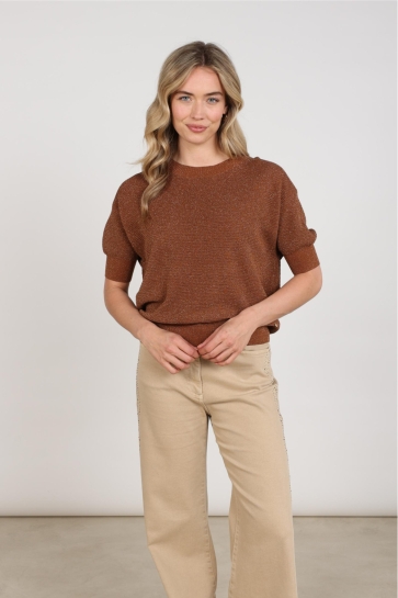 Nukus T-shirt KINTY TOP LUREX NKF01068 ESPRESSO