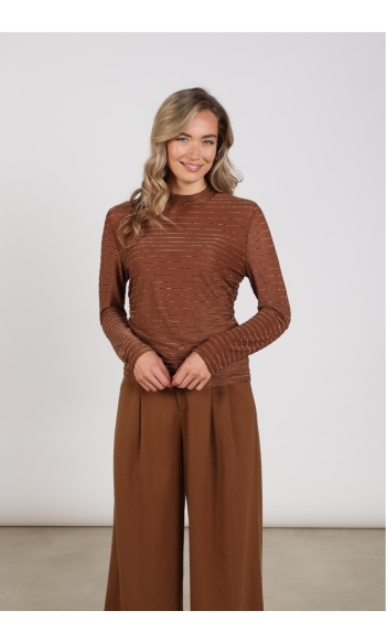 GRACIE TOP STRIPE NKF01081 ESPRESSO