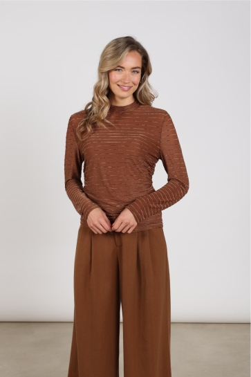 Nukus Top GRACIE TOP STRIPE NKF01081 ESPRESSO