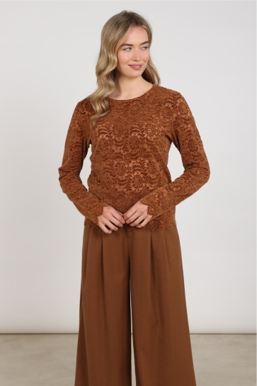 Nukus Top WIES TOP LACE NKF01099 ESPRESSO
