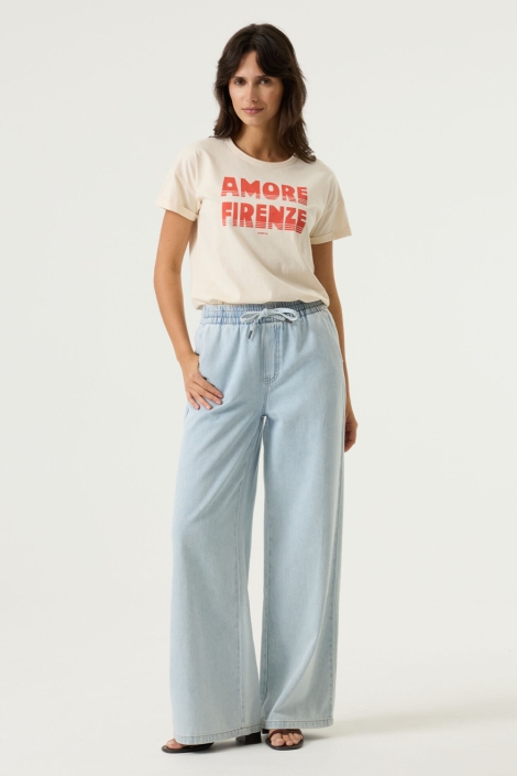 Garcia beige dames t-shirt | Vooraanzicht