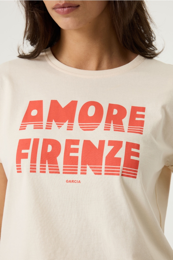 Garcia beige dames t-shirt | Close up