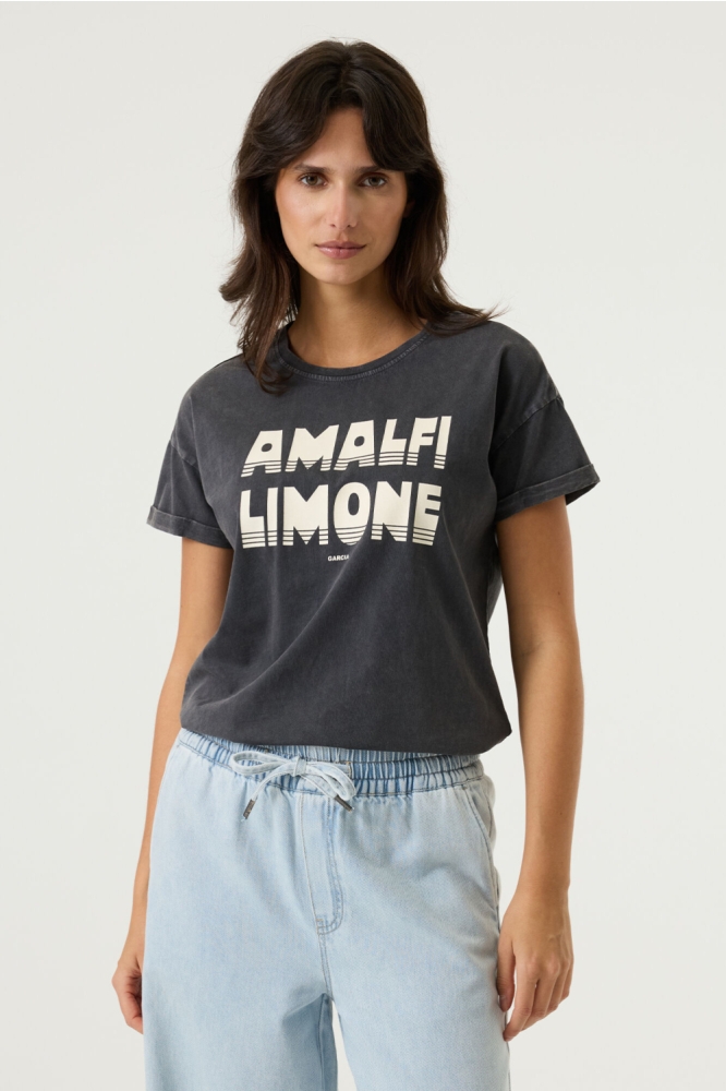 Garcia grijze dames t-shirt | Model vooraanzicht