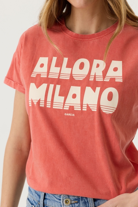 Garcia rode dames t-shirt | Close up