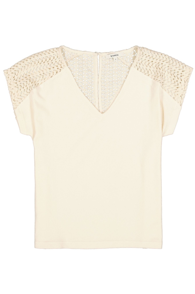 Garcia beige dames t-shirt | Vooraanzicht