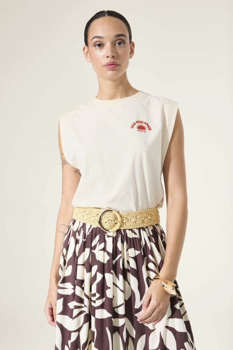 Garcia beige dames top | Model vooraanzicht