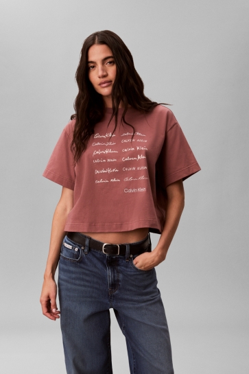 Calvin Klein ss cropped boxy grap Bruin