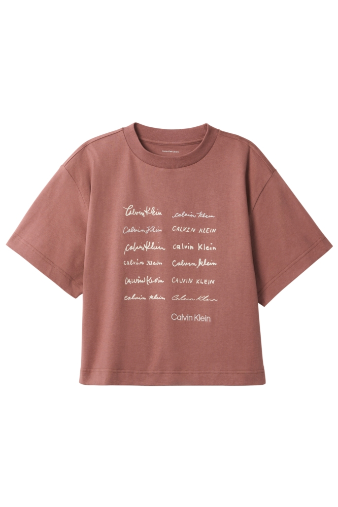 Calvin Klein bruine dames t-shirt | Vooraanzicht