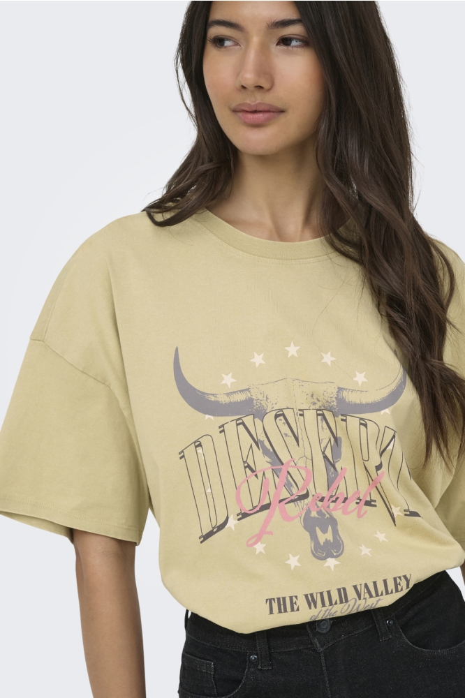 Only groene dames t-shirt | Close up