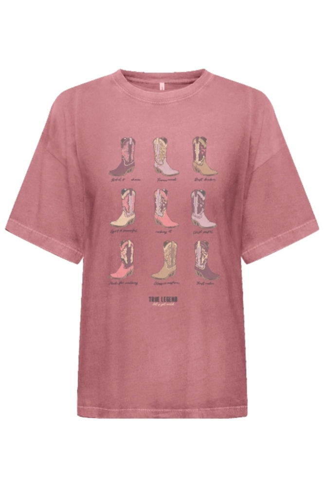 Only roze dames t-shirt | Vooraanzicht