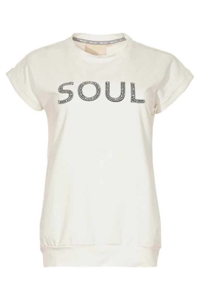 Maicazz ecru dames t-shirt | Vooraanzicht